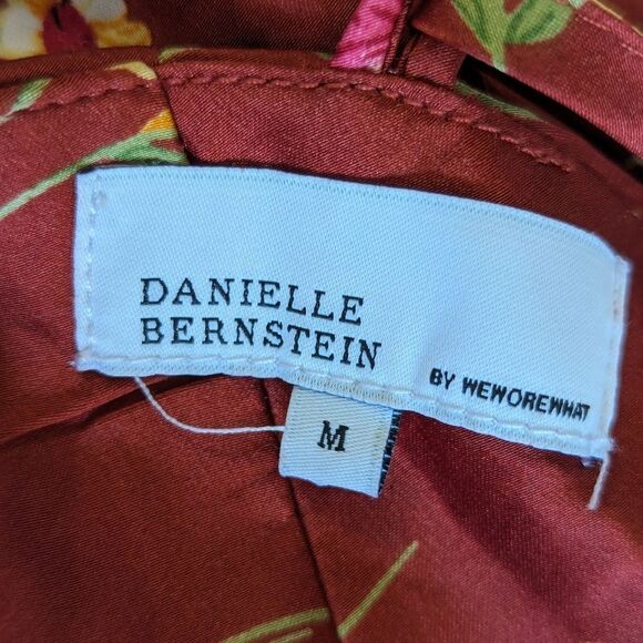 Danielle Bernstein Tie Back Roses And Daises Midi Silky Dress M Redwood Multi - Picture 14 of 16